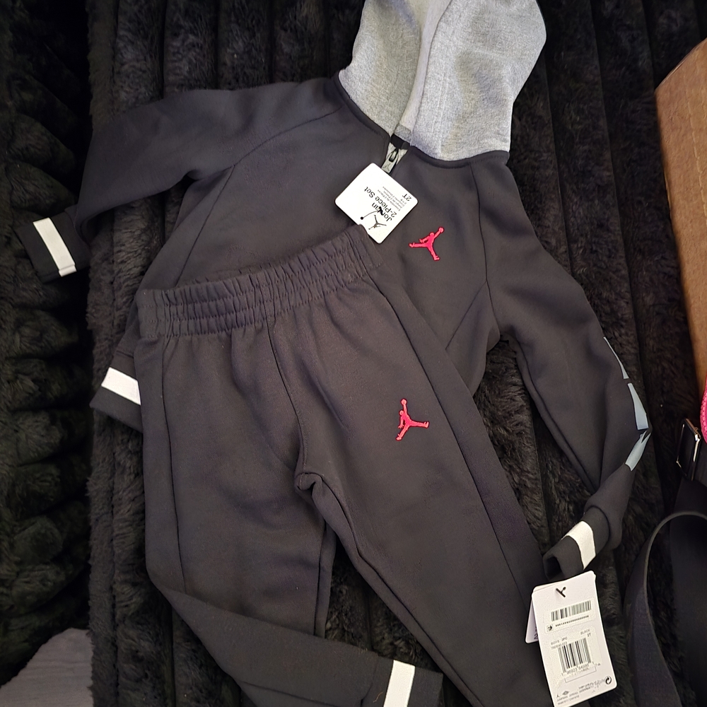 Jordan Kids Black and RED Jogger Set